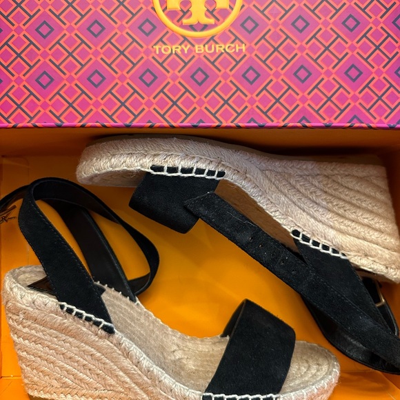NWT TORY BURCH Laurel Wedge Espadrilles Wrap Around Straps - Picture 5 of 14